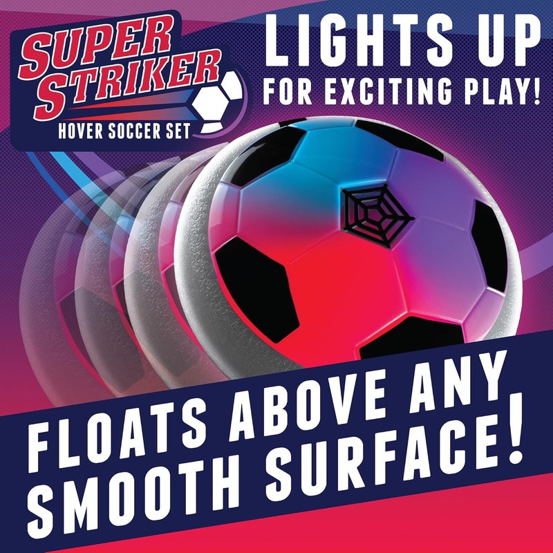 Mindware Super Striker Hover Soccer Ball Set - Indoor Soccer for Kids Ages 3 and Up - Flashing LED Lights - USB Charger - Includes 2 Sturdy Nets for 1 or 2-Player Indoor Games for Kids 8-12 - Image 5